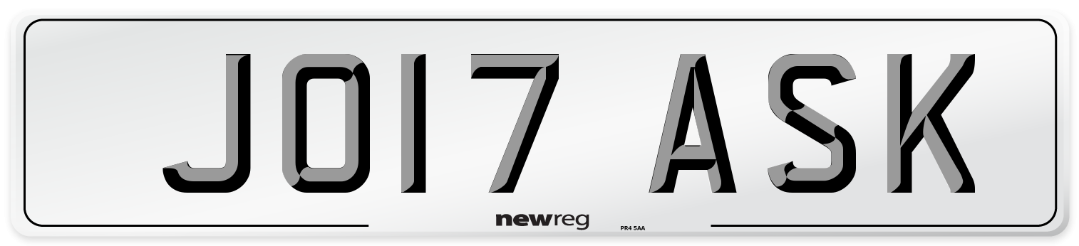 JO17 ASK Number Plate from New Reg